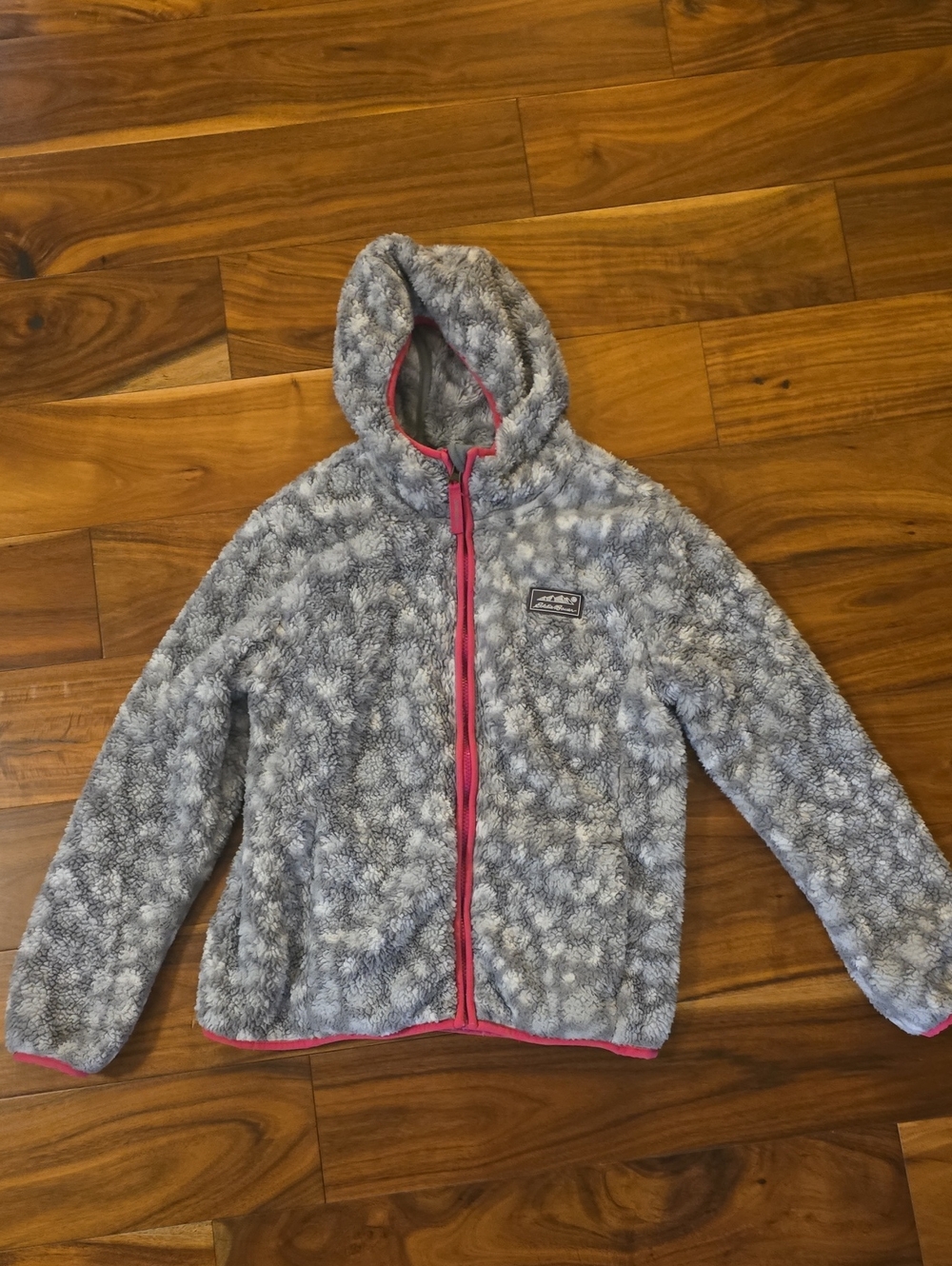 Eddie Bauer Gray Fleece Zip Up Jacket with Logo Patch